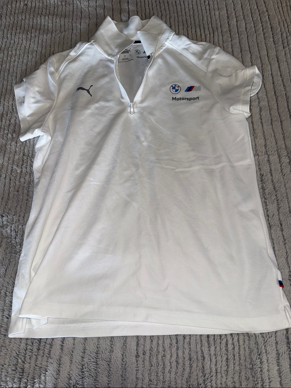 Puma White BMW Motorsport Quarter-Zip Polo